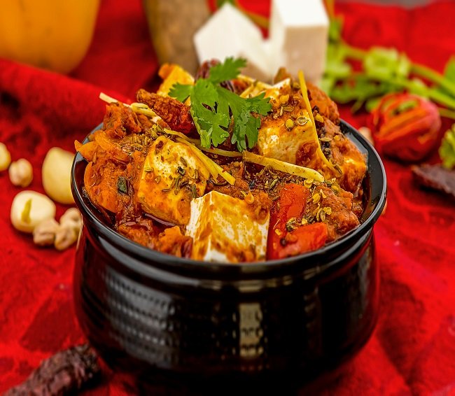 Kadai paneer vegetarian curry at TandoorTales Boston